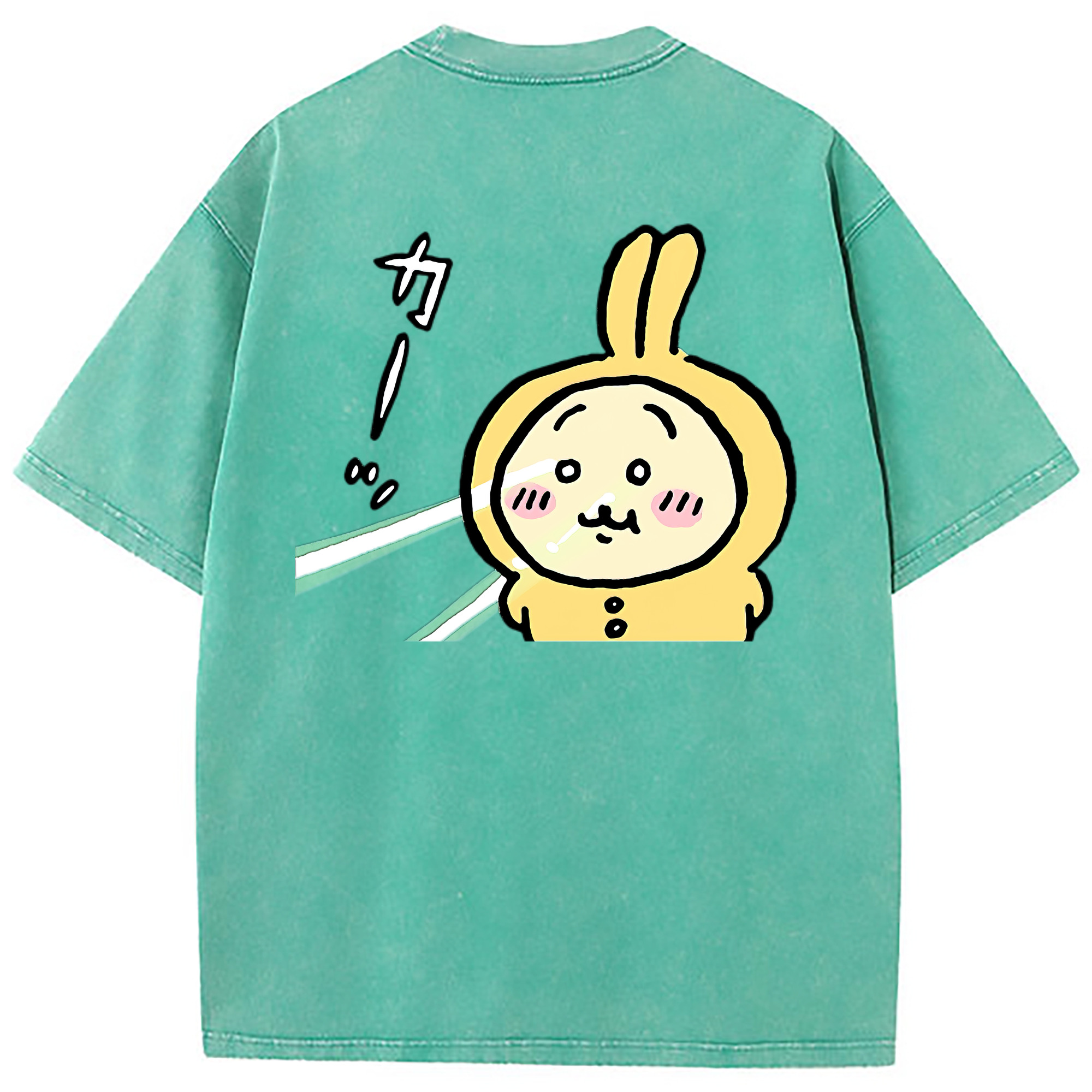 （画像用） ちいかわ うさぎ Chii-kawa usagi 綿100% ヴィンテージ風 半袖Tシャツ（背面プリント）